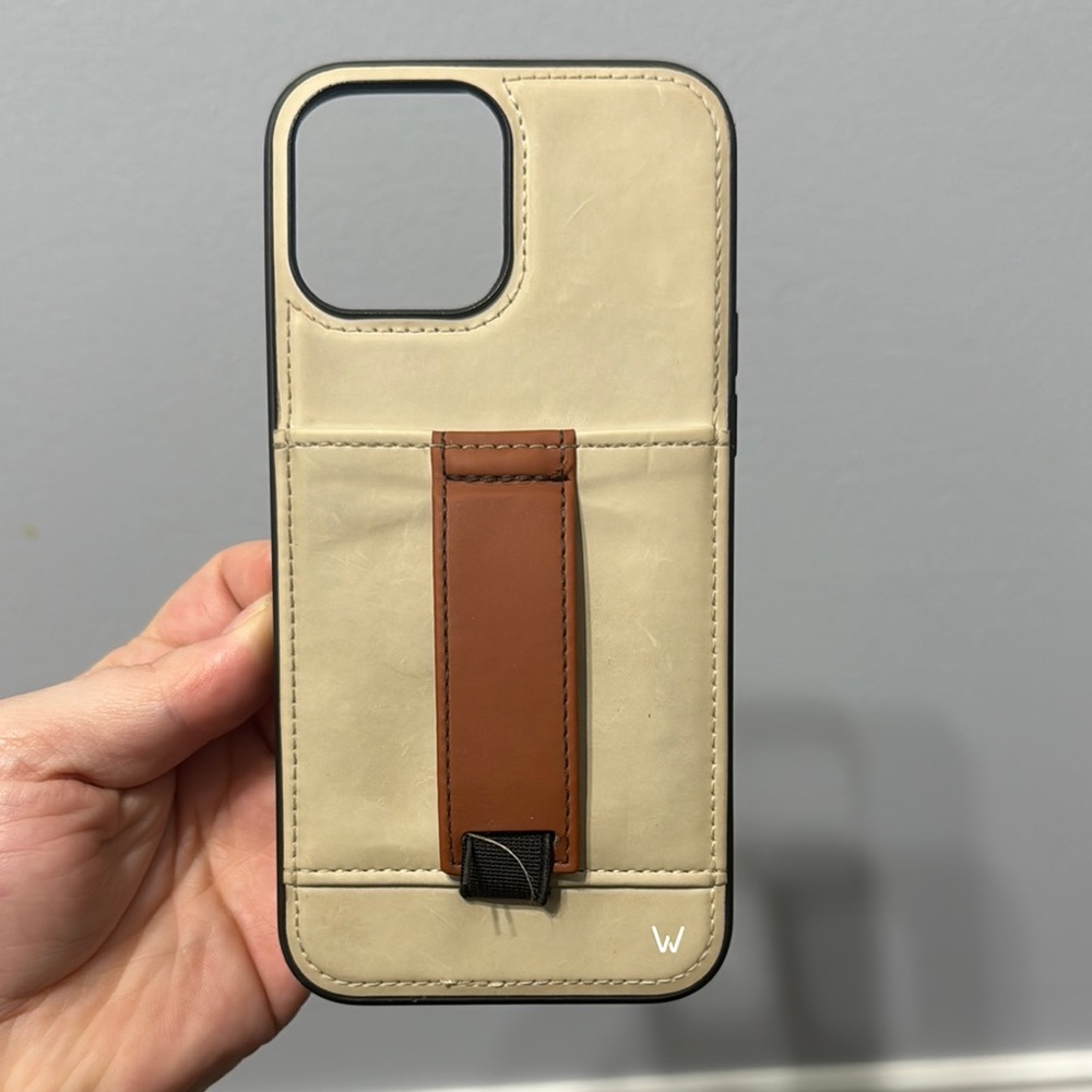 Premium Leather iPhone 13 pro max Case - Cream and Brown